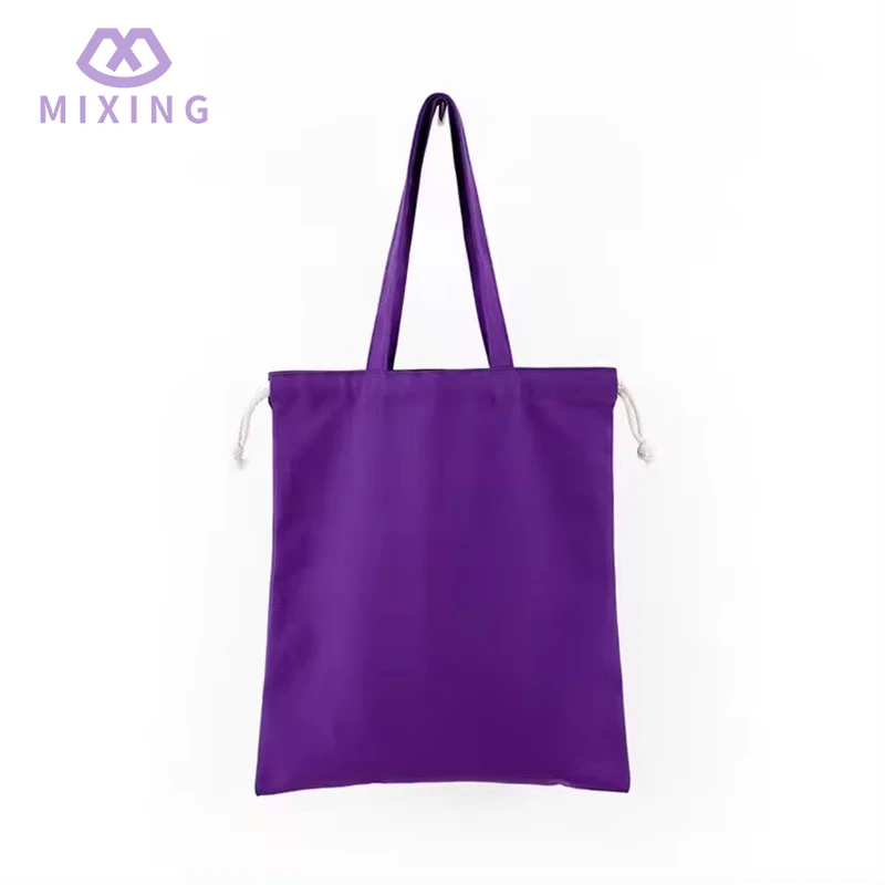 Schoudertas van canvas met trekkoord